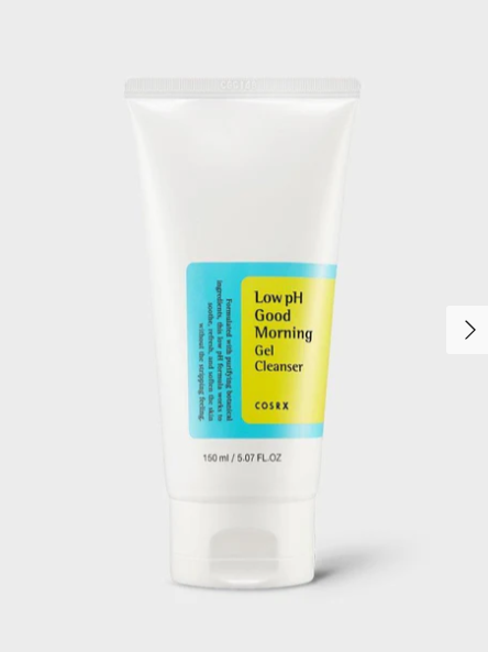 The COSRX Low pH Good Morning Gel Cleanser with its gentle, balancing formula.