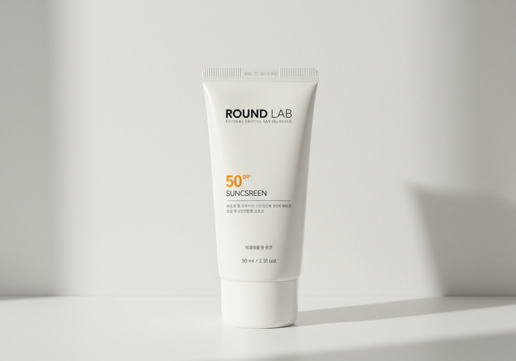 The ROUND LAB Birch Juice Moisturizing Sun Cream, a popular Korean sunscreen for adding hydration without grease.