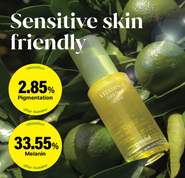 Goodal Green Tangerine Vita C Dark Spot Care Serum for brightening skin tone and fading blemishes.