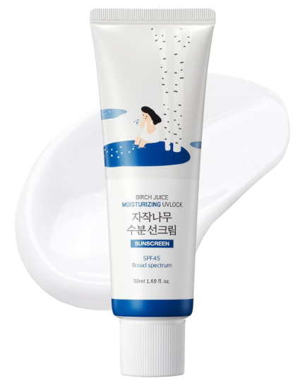 Round Lab Birch Juice Moisturizing Sunscreen with a lightweight, serum-like texture.