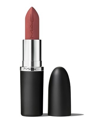 MAC's matte lipstick in Velvet Teddy, a perfect burgundy shade for the Huntrix look.