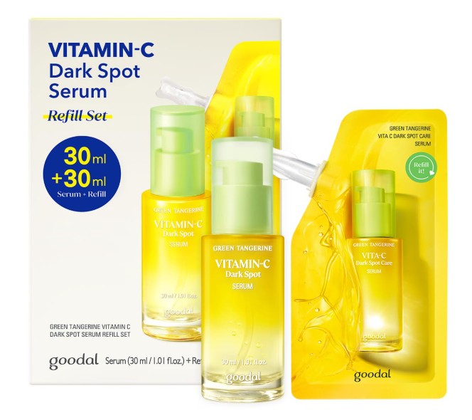 Goodal Green Tangerine Vita C Dark Spot Care Serum, a popular Korean skincare product for hyperpigmentation.