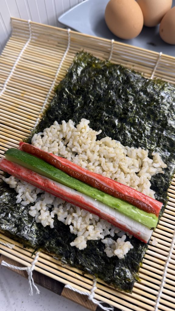making healthy korean kimbap